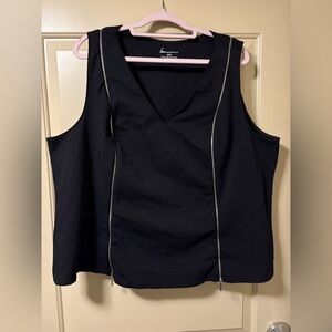 Lane Bryant Zipper Top Women's Black Stretch Tank Sleeveless Blouse Sz 22/24
